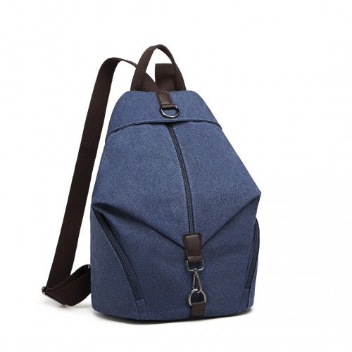 Kono Fashion Anti-Theft Canvas Backpack - Navy