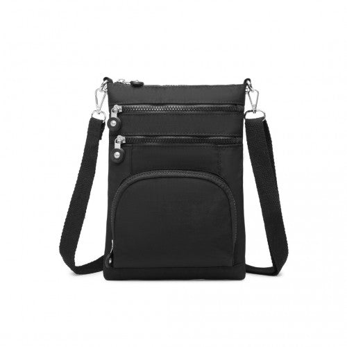 Kono Casual Multi Pocket RFID Blocking Cross Body Bag - Black