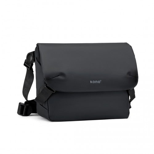 Kono Modern PVC Coated Water Resistant Crossbody - Black