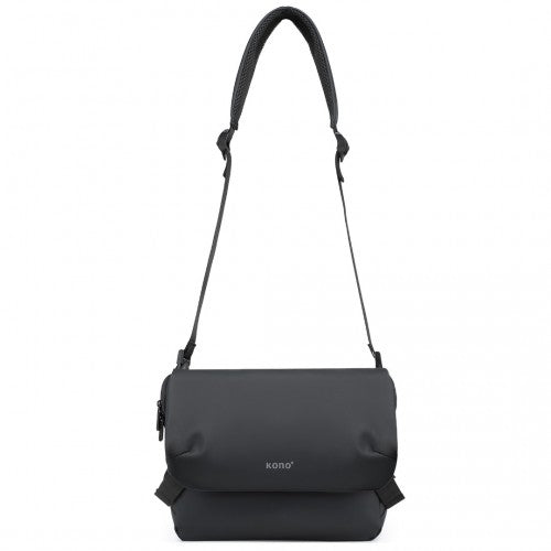 Kono Modern PVC Coated Water Resistant Crossbody - Black