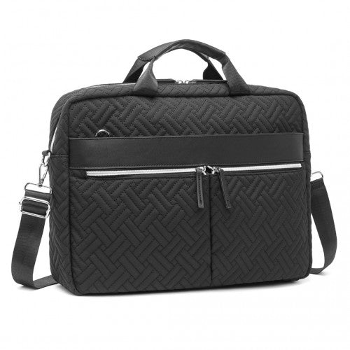 Kono Water-Repellent Elegant Quilted Laptop Bag - Black