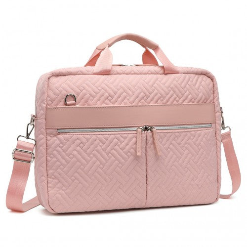 Kono Water-Repellent Elegant Quilted Laptop Bag - Pink