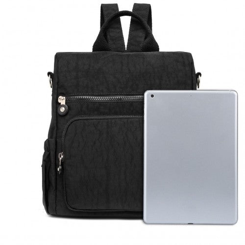 Kono Multi Way Anti-Theft Waterproof Backpack Shoulder Bag - Black