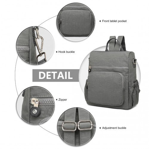 Kono Multi Way Anti-Theft Waterproof Backpack Shoulder Bag - Grey