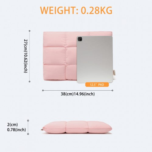 Kono Lightweight Magnetic Quilted Laptop Sleeve - Pink