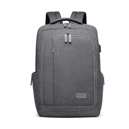 Kono Multi-Compartment Backpack With USB Port - Grey