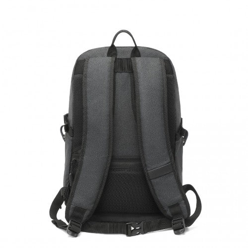 Kono Multi-Compartment Water Resistant Backpack with USB Charging Port - Black