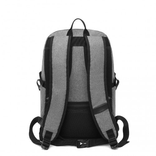 Kono Multi-Compartment Water Resistant Backpack with USB Charging Port - Grey