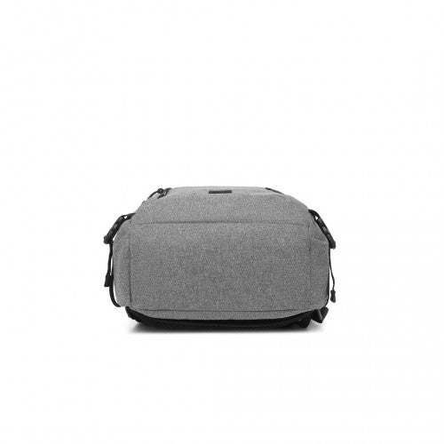 Kono Multi-Compartment Water Resistant Backpack with USB Charging Port - Grey