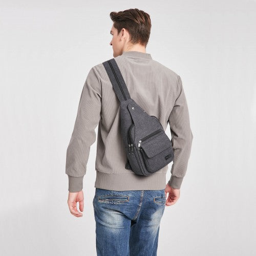 Kono Casual Canvas Single Strap Sling Backpack - Black