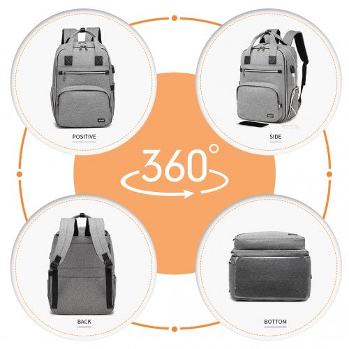 Kono Classic Multi Functional Changing Backpack With USB Charging Interface - Grey