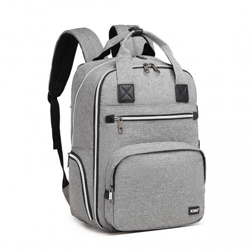 Kono Classic Multi Functional Changing Backpack With USB Charging Interface - Grey