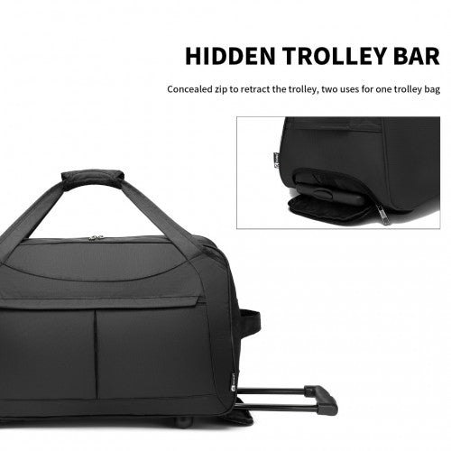 Kono Foldable Large Capacity Trolley Travel Bag - Black