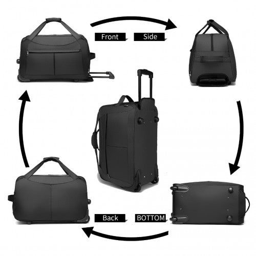 Kono Foldable Large Capacity Trolley Travel Bag - Black