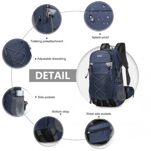 Kono Multi Functional Outdoor Hiking Backpack With Rain Cover - Navy