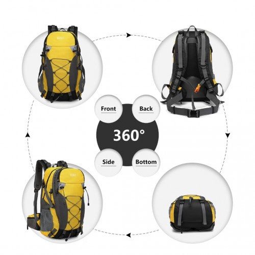 Kono Multi Functional Outdoor Hiking Backpack With Rain Cover - Yellow