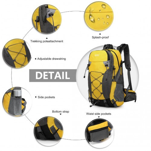 Kono Multi Functional Outdoor Hiking Backpack With Rain Cover - Yellow