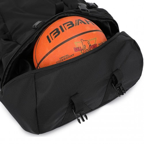 Kono Large Capacity Basketball Sports Fitness Backpack - Black