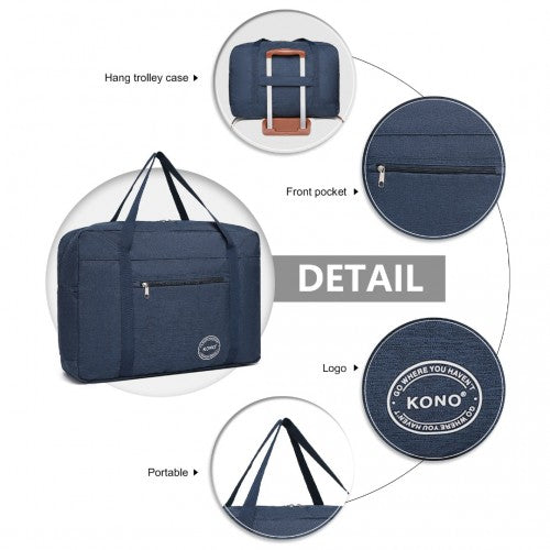 Kono Foldable Waterproof Storage Cabin Travel Handbag - Navy