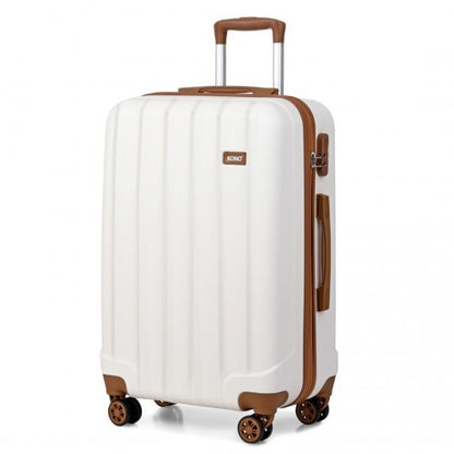 Kono Vertical Stripe Hard Shell Suitcase 28 Inch Luggage Set - Cream