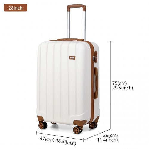 Kono Vertical Stripe Hard Shell Suitcase 28 Inch Luggage Set - Cream