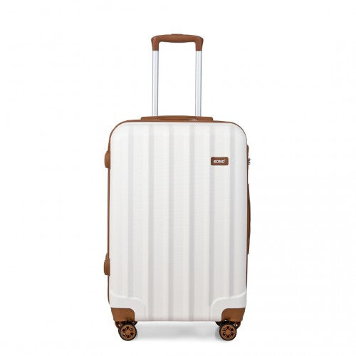Kono Vertical Stripe Hard Shell Suitcase 28 Inch Luggage Set - Cream