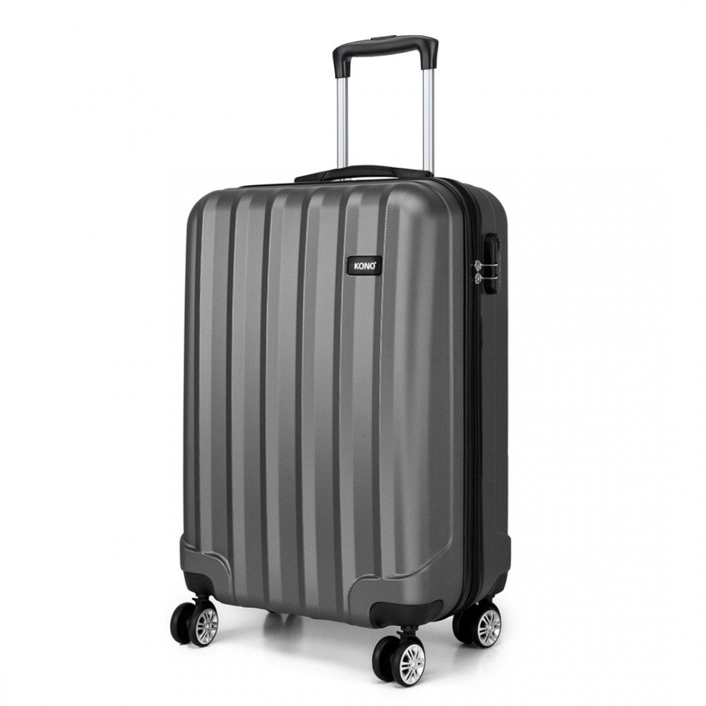 Kono Vertical Stripe Hard Shell Suitcase 19 Inch Luggage - Grey