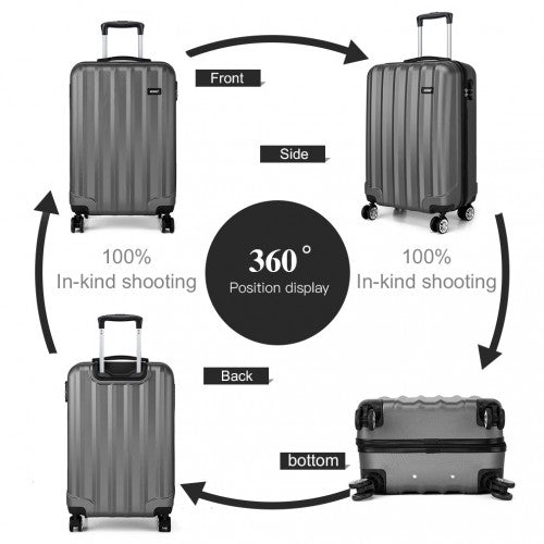 Kono Vertical Stripe Hard Shell Suitcase 19 Inch Luggage - Grey