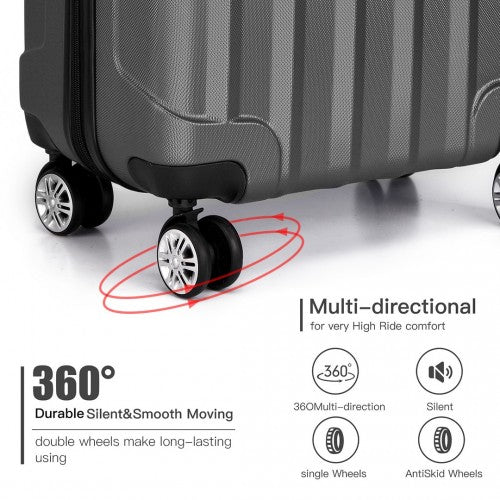 Kono Vertical Stripe Hard Shell Suitcase 19 Inch Luggage - Grey