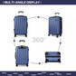 Kono Vertical Stripe Hard Shell Suitcase 24 Inch Luggage Set - Navy