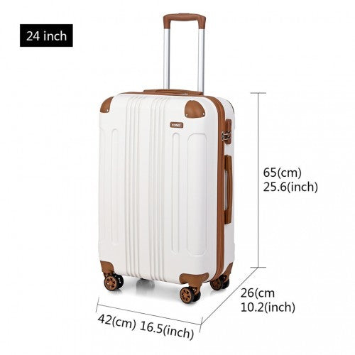 Kono 19-24-28 Inch Abs Hard Shell Suitcase 3 Pieces Set Luggage - Cream