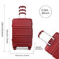 Kono ABS 20 Inch Sculpted Horizontal Design Cabin Luggage - Burgundy