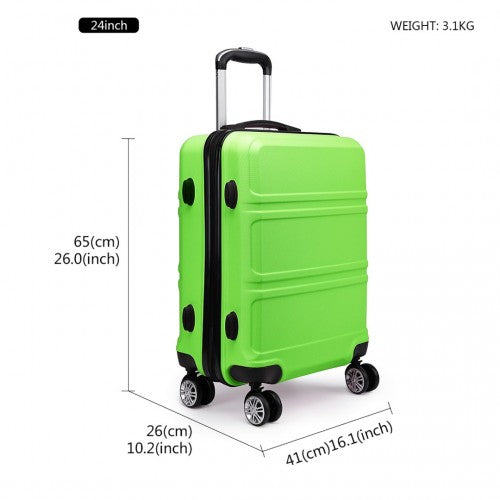 Kono Abs 24 Inch Sculpted Horizontal Design Suitcase - Green