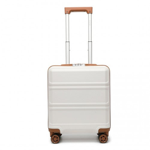 Kono ABS 16 Inch Sculpted Horizontal Design Cabin Luggage - Cream