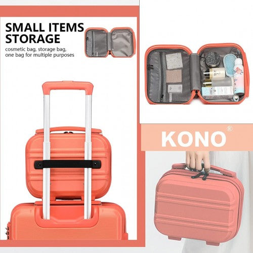 Kono 12 Inch Lightweight Hard Shell Abs Vanity Case - Coral