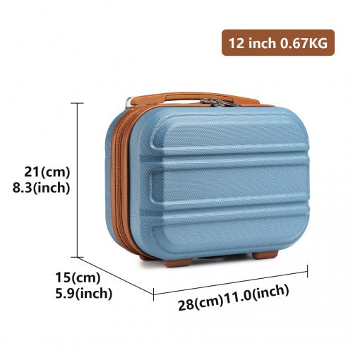 Kono 12 Inch Lightweight Hard Shell Abs Vanity Case - Grayish Blue And Brown