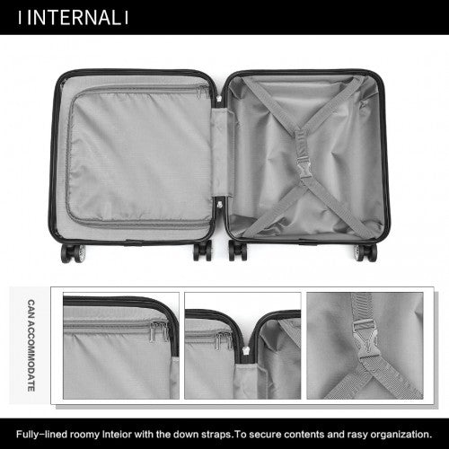 Kono ABS 16 Inch Sculpted Horizontal Design Cabin Luggage - Grey