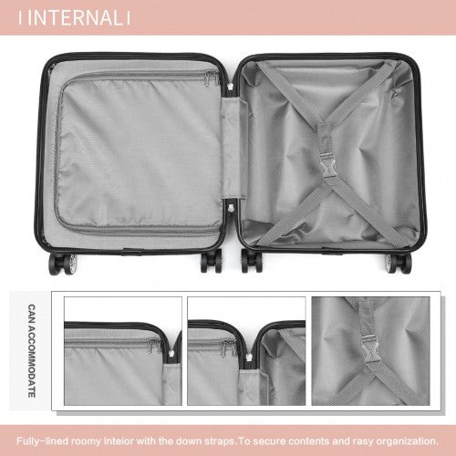 Kono ABS 16 Inch Sculpted Horizontal Design Cabin Luggage - Nude