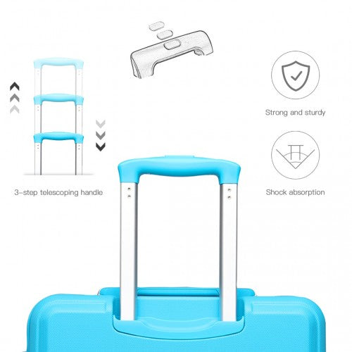 Kono Abs Sculpted Horizontal Design 4 Pcs Suitcase Set With Vanity Case - Blue