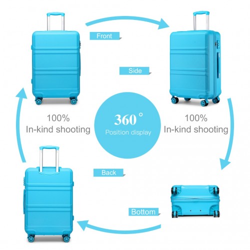 Kono Abs 20 Inch Sculpted Horizontal Design Suitcase - Blue