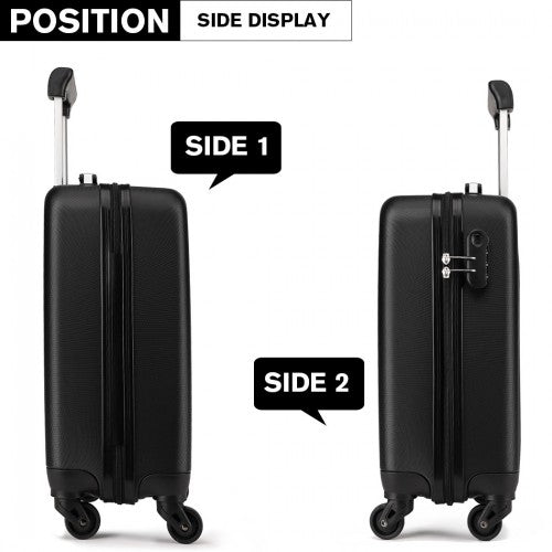 Kono 19 Inch Abs Hard Shell Carry On Luggage 4 Wheel Spinner Suitcase - Black