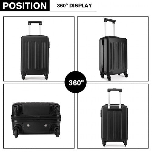 Kono 19 Inch Abs Hard Shell Carry On Luggage 4 Wheel Spinner Suitcase - Black