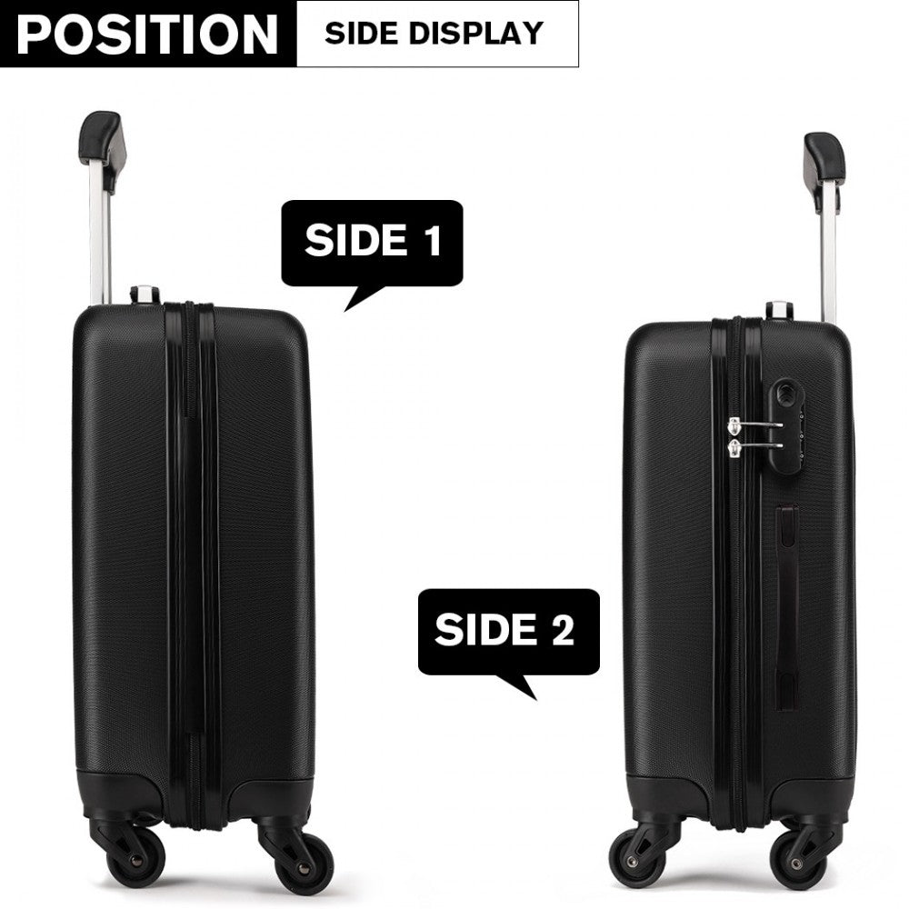 Kono 24 Inch Abs Hard Shell Luggage 4 Wheel Spinner Suitcase - Black