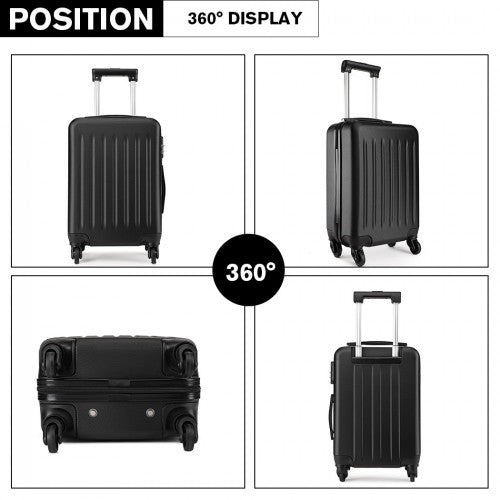 Kono 24 Inch Abs Hard Shell Luggage 4 Wheel Spinner Suitcase - Black