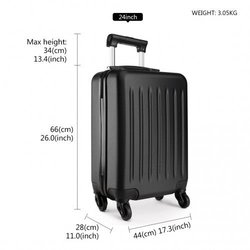 Kono 24 Inch Abs Hard Shell Luggage 4 Wheel Spinner Suitcase - Black