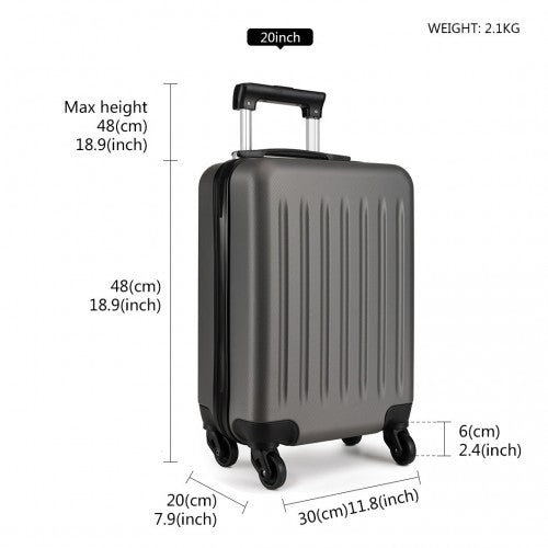 Kono 20 Inch Abs Hard Shell Luggage 4 Wheel Spinner Suitcase - Grey