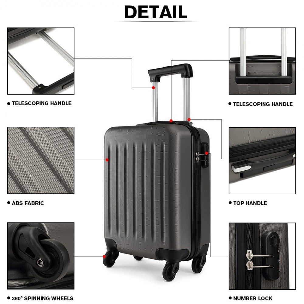 Kono 20 Inch Abs Hard Shell Luggage 4 Wheel Spinner Suitcase - Grey