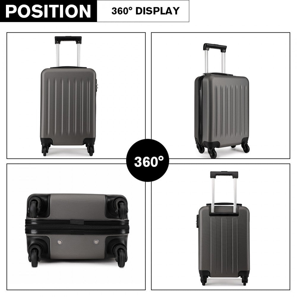 Kono 20 Inch Abs Hard Shell Luggage 4 Wheel Spinner Suitcase - Grey