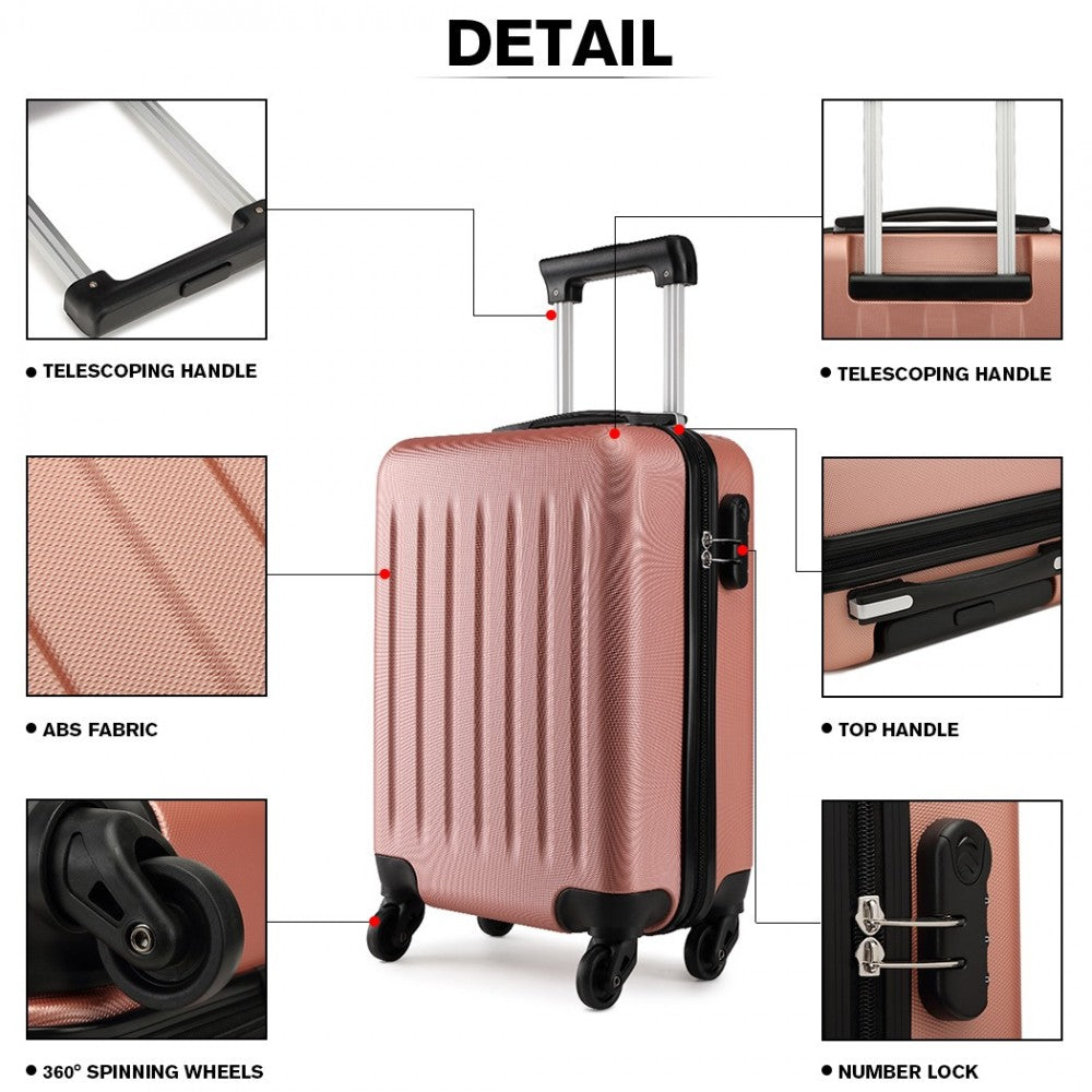 Kono 20 Inch Abs Hard Shell Luggage 4 Wheel Spinner Suitcase - Nude