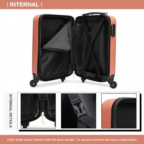 Kono 20 Inch Abs Hard Shell Luggage 4 Wheel Spinner Suitcase - Nude